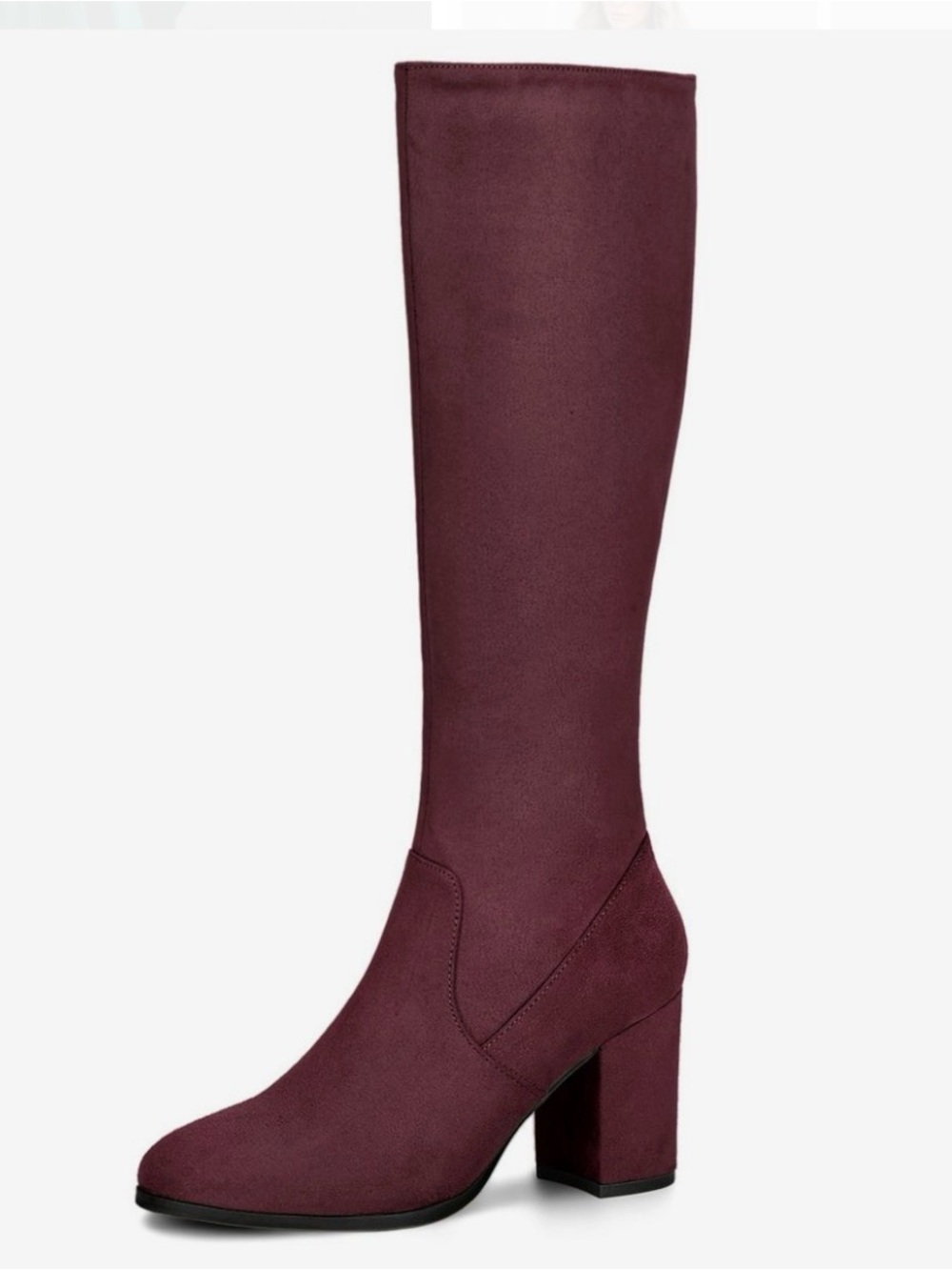Burgundy Wine Faux Suede Pull-On Boots